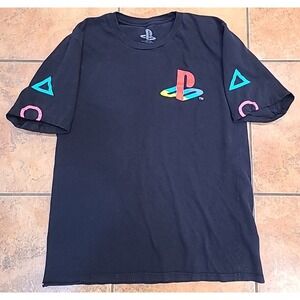 Sony Playstation Logo Tee Shirt Boys Girls  Med Short Sleeve Black Gamer